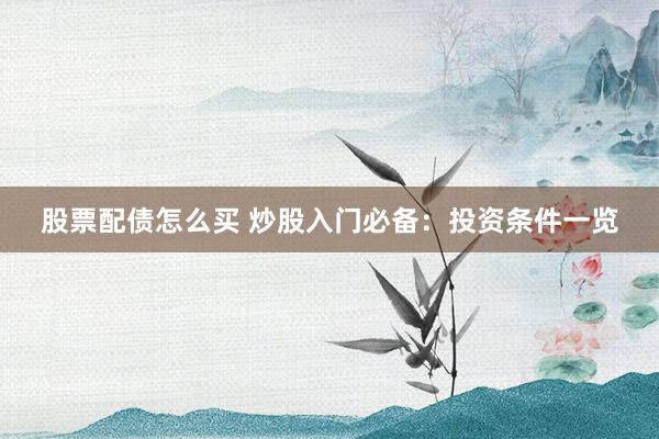 股票配债怎么买 炒股入门必备：投资条件一览