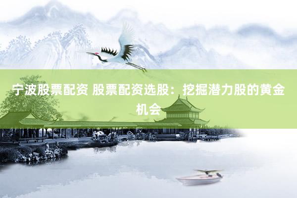 宁波股票配资 股票配资选股：挖掘潜力股的黄金机会