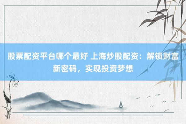 股票配资平台哪个最好 上海炒股配资：解锁财富新密码，实现投资梦想